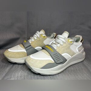 Burberry Ramsey Low Sneakers White/Grey Leather Mens EU 44 US 11